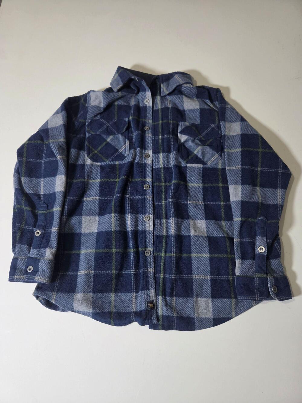 Freedom Foundry Shirt Mens Large Blue Plaid Fleece Long Sleeve Button-Up Casual